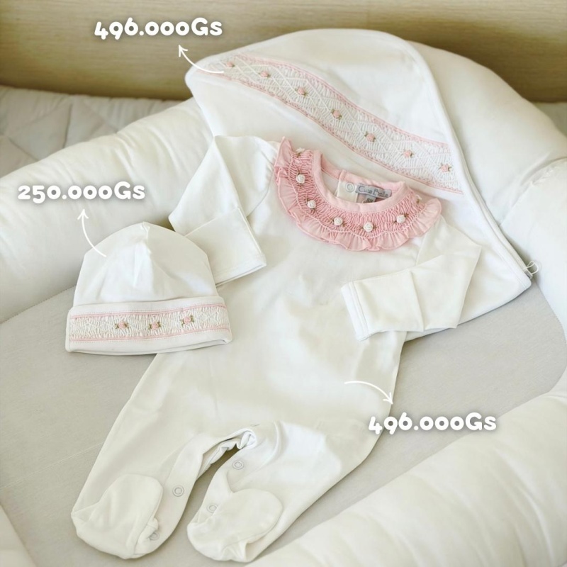 enterito cuello smock volado rosa