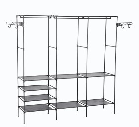 ROPERO ABIERTO DECOTEAM  METALICO CON PERCHERO TRIPLE DDR-045 NEGRO