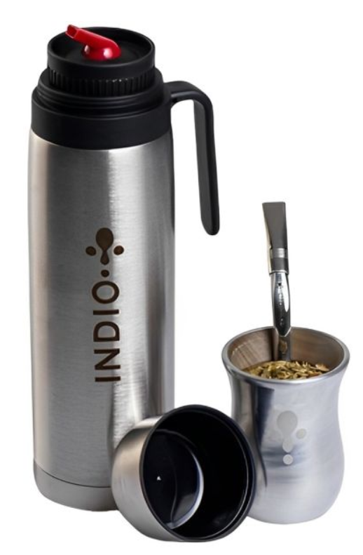 Kit de Mate Indio Acero Inoxidable - Plata 1L