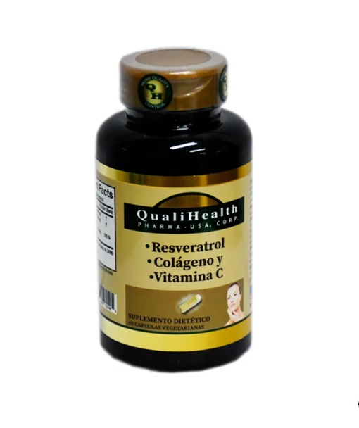Resveratrol, Colageno, Vitamina C Qualihealth 60 cápsulas