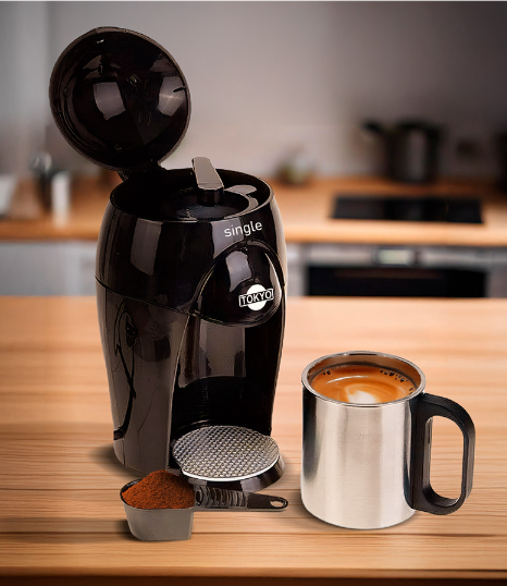 Cafetera Tokyo personal Single con taza acero inox