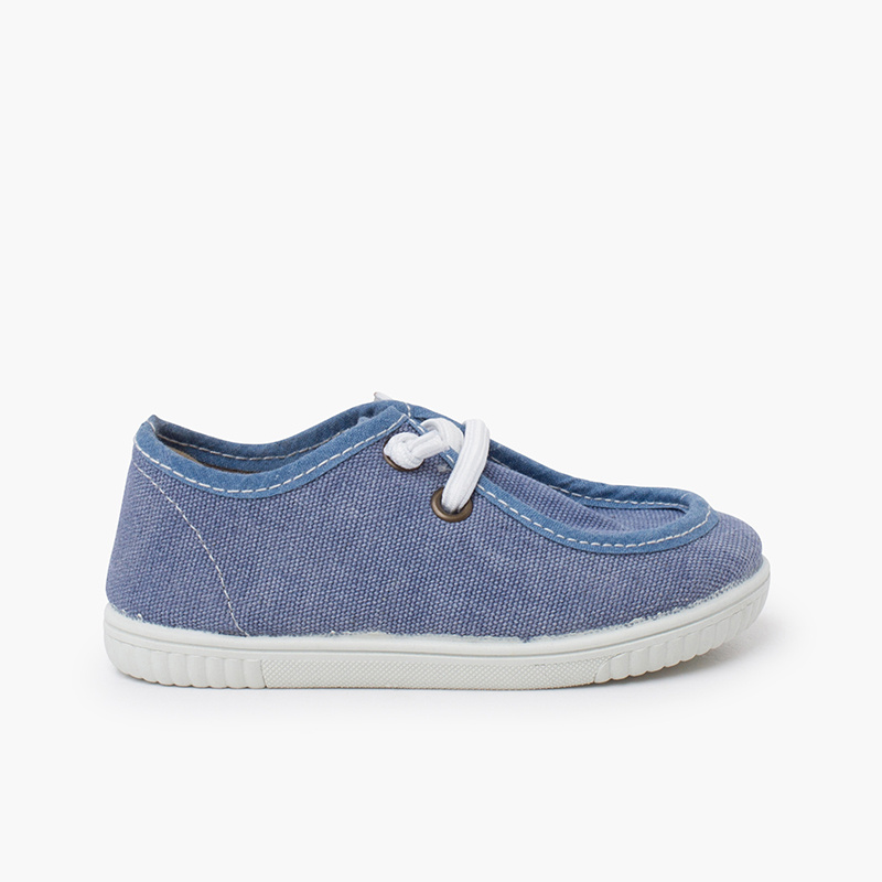Nauticos lona eco piso blanco azul jeans