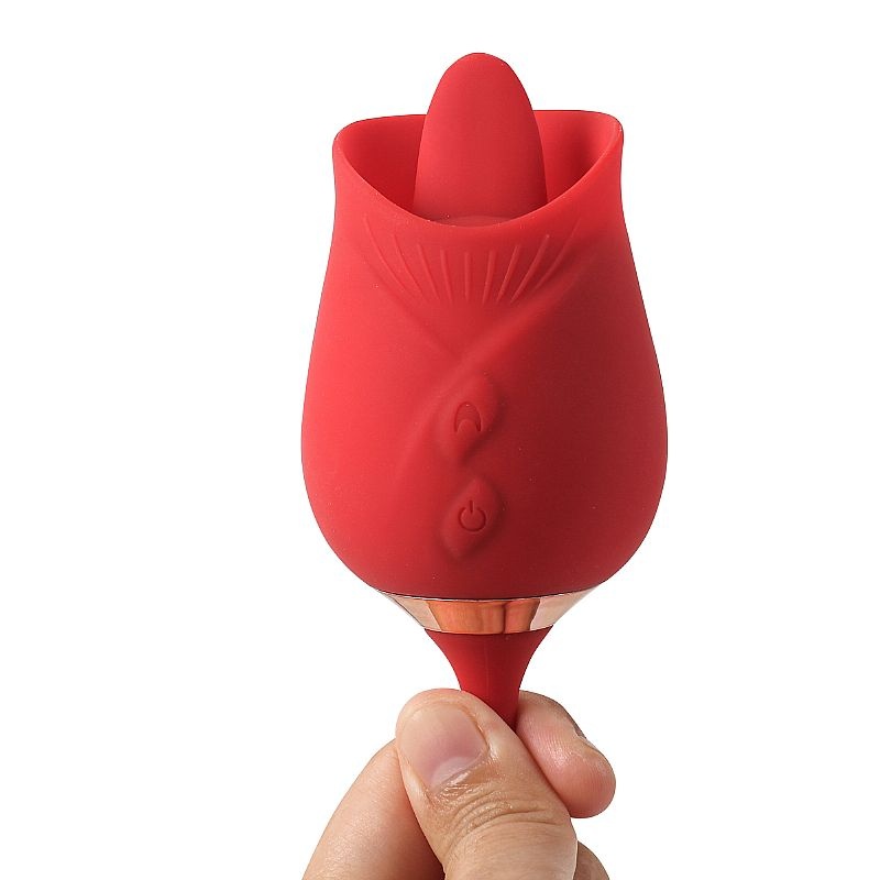 FLOWERS PLUS - ROSA CON LENGUA PARA CLITORIS Y VIBRADOR CON VAIVEN - SI