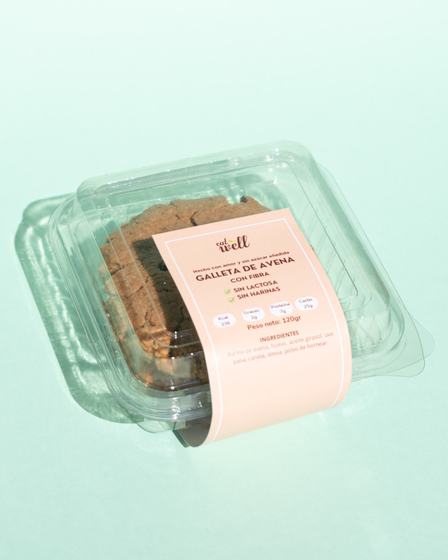 Galleta de avena con fibra  (sin harinas, sin lactosa)