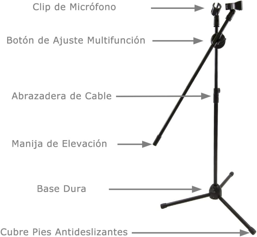 Pedestal trípode doble para micrófono con clip