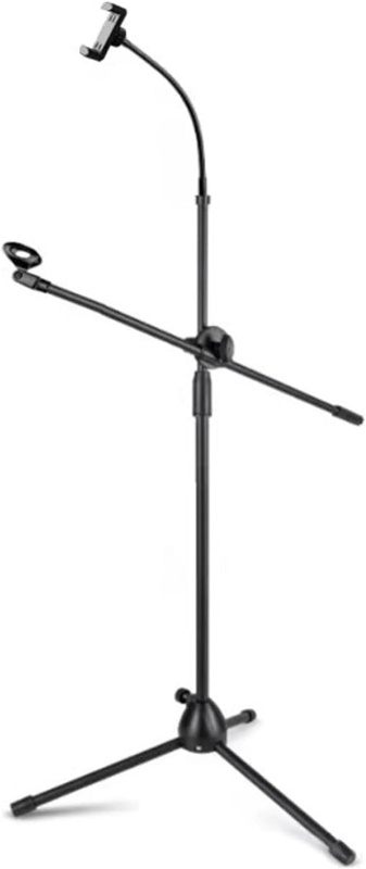 Pedestal trípode para micrófono con soporte flexible para celular (PP-20)